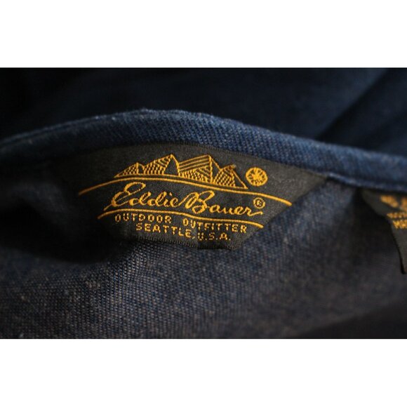 Vintage Y2K Denim Dress Size Large Eddie Bauer Button Pockets 90s Modest Prairie - Picture 5 of 6